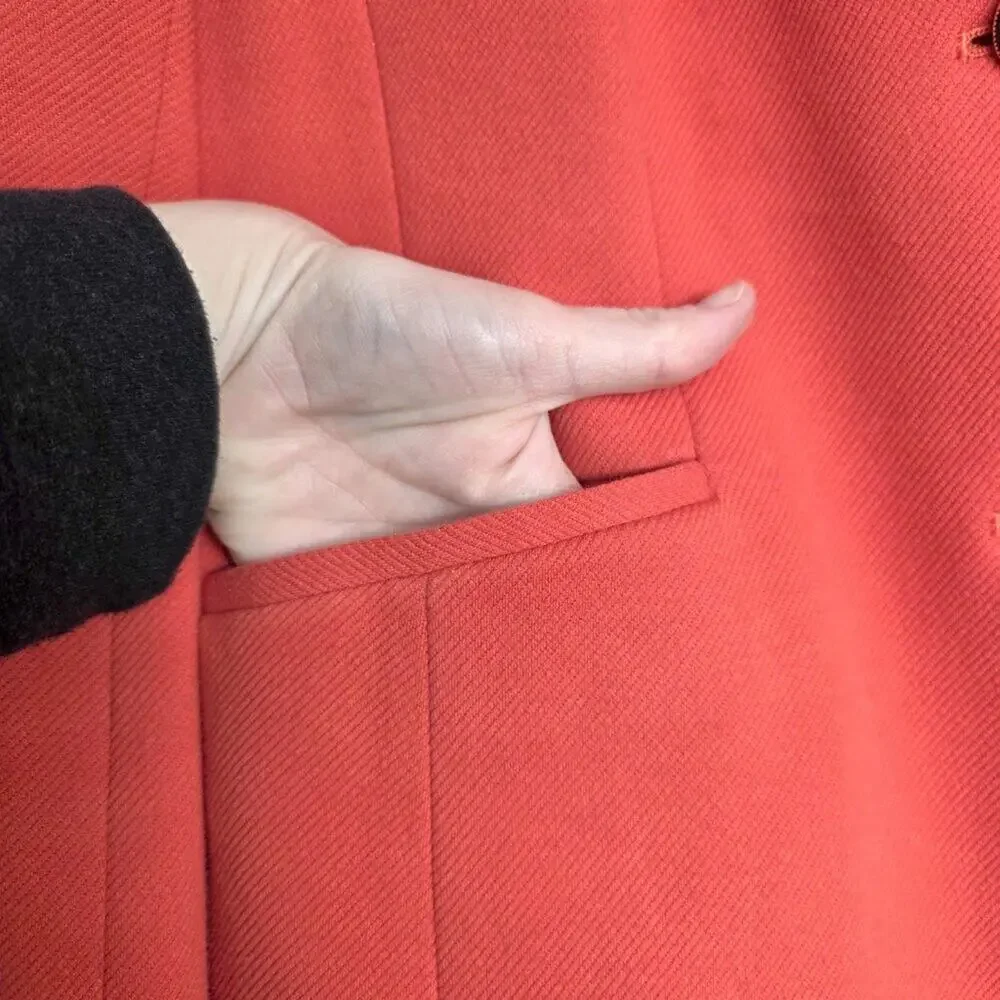 Talbots Classic Two Button Cotton Blend Blazer Fiery Orange Structured Color pop